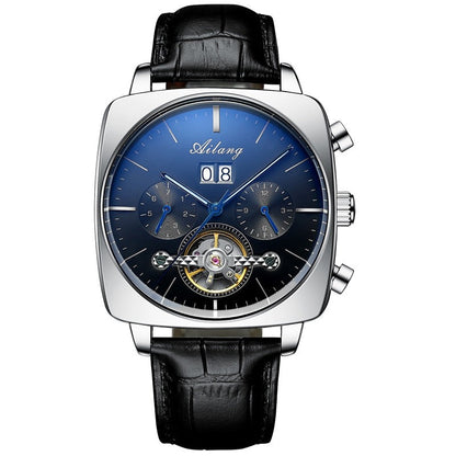 New Men Square Mechanical Watches Famous Brand Watch Montre Automatique Luxe Chronograph Square Large Dial Watch Hollow Waterproof Mens Fashion Watches