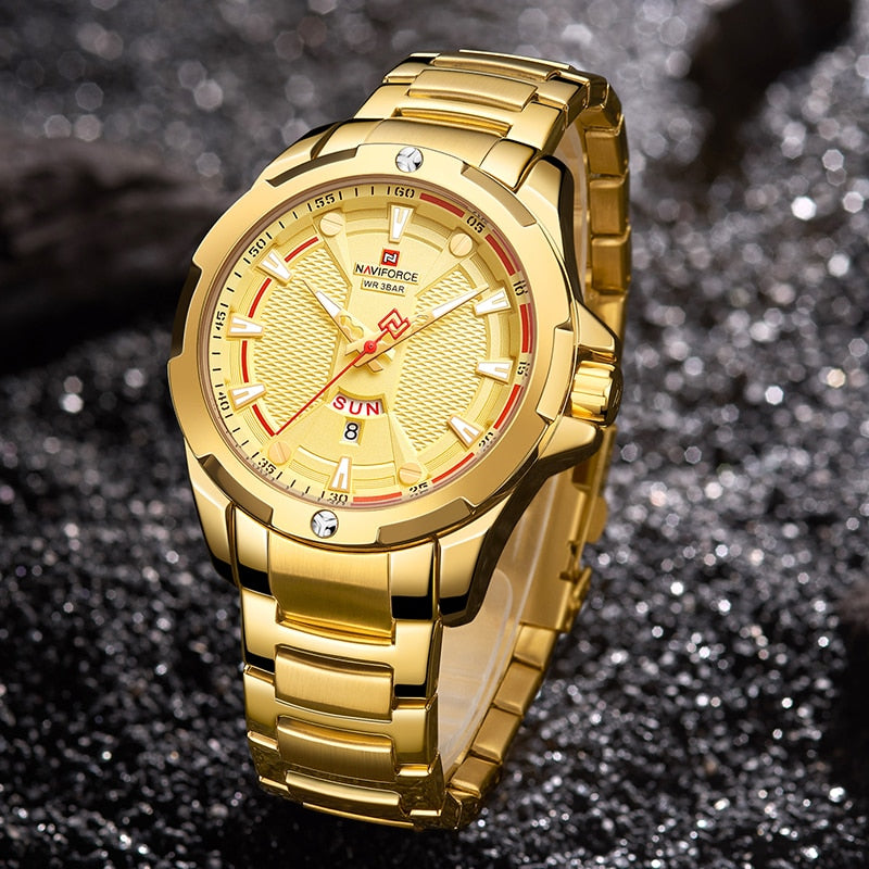 Luxury Gold Watch Men New Military Sport Quartz Wristwatch Casual Clock Stainless Steel Waterproof Watches