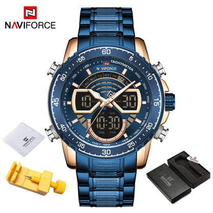 Men Watches Luxury Original Quartz Digital Analog Sport Wrist Watch for Men Waterproof Stainless Steel Clock RGBE BOX