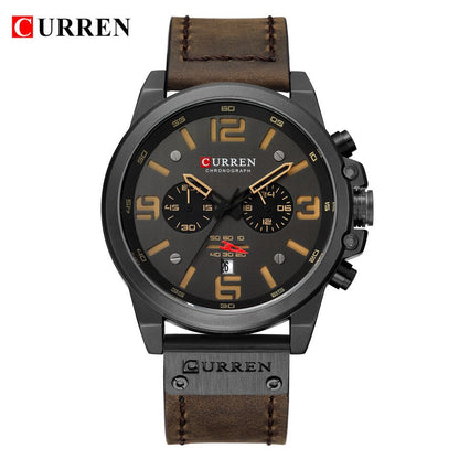 Men Watches Top Luxury Brand Waterproof Sport Wrist Watch Chronograph Quartz Military Genuine Leather Relogio Masculino
