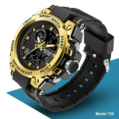 Men Watches 5ATM Waterproof Sport Military Wristwatch Quartz Watch for Men Clock Relogio Masculino 6024 739 Gold