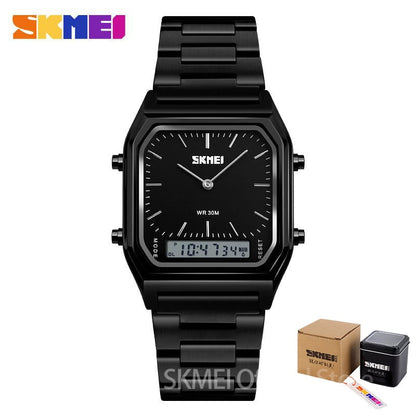 Men Digital Dual Time Sports Chronograph 3 bar Waterproof Quartz Wristwatches relogio masculino 1220