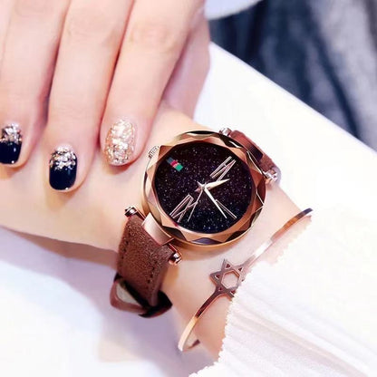 Brand Women Watches Fashion Square Ladies Quartz Watch Bracelet Set Green Dial Simple Rose Gold Mesh Luxury Women Watches leather brown