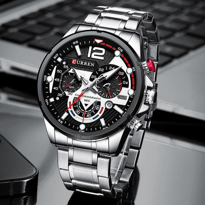 Casual Business Chronograph Waterproof Stainless Steel Watch Mens New Luxury Fashion Quartz Men Watches