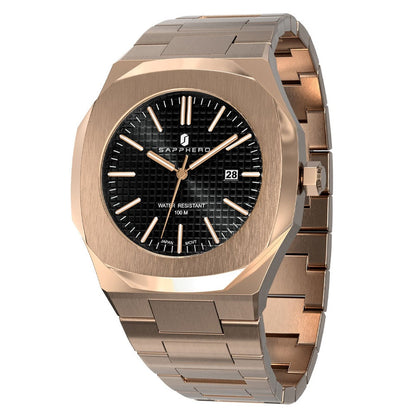 Men Watch 100M Waterproof Stainless Steel Quartz Movement Casual Business Style Wristwatch Luxury Elegant Rose Gold Black, China