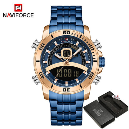Luxury Watches For Men Fashion Business Digital Wristwatch Military Sport Quartz Man Watch Steel Band Waterproof Clock RGBE BOX