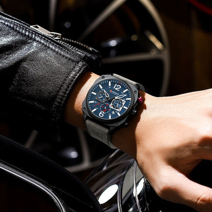 New Men Watch Fashion Waterproof Multi-function Chronograph Clock Leather Six Needle Calendar luminous Quartz Watches