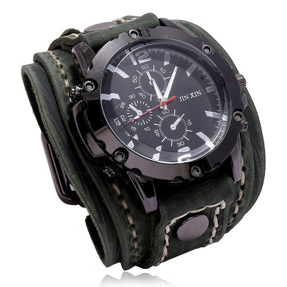 Punk Vintage Black Brown Belt Strap Men Genuine Leather Pointer Watch Bracelet Bangles For Women Male Jewelry Freely