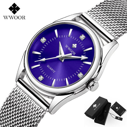 Luxury Brand Dress Gold Watch Ladies Elegant Diamond Small Quartz Wrist Watches For Women Steel Mesh Clock zegarek damski