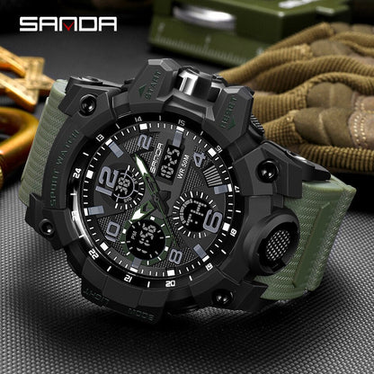 Sports Military Men Watches Waterproof Dual Display Quartz Wristwatch For Male Clock Stopwatch Relogios Masculino