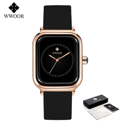 Luxury Brand Watches For Women Fashion Square Purple Ladies Quartz Wristwatch Waterproof Silicone Band Relogio Feminino