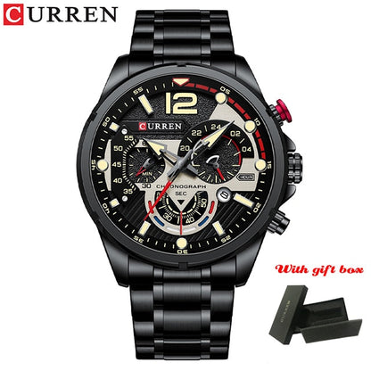 Casual Business Chronograph Waterproof Stainless Steel Watch Mens New Luxury Fashion Quartz Men Watches