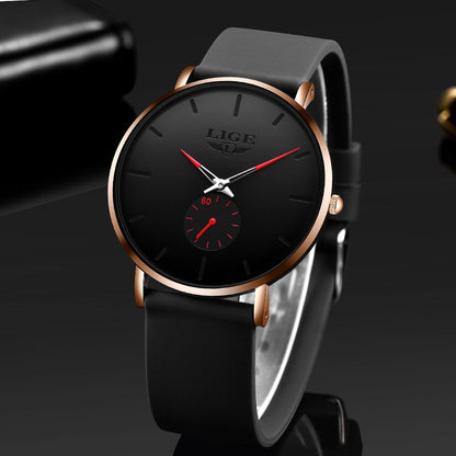 LIGE New Silicone Watches Mens Casual Fashion Sport Waterproof Clock Top Brand Luxury Quartz Men Watch