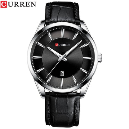 Quartz Watches for Men Leather Strap Male Wristwatches Top Luxury Brand Business Men Clock  45 mm Reloj Hombres black watch