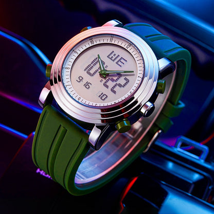 Sports Watches Men Dual Display Analog Digital LED Electronic Quartz Wristwatches Men Multifunctional Waterproof Watch