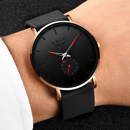LIGE New Silicone Watches Mens Casual Fashion Sport Waterproof Clock Top Brand Luxury Quartz Men Watch