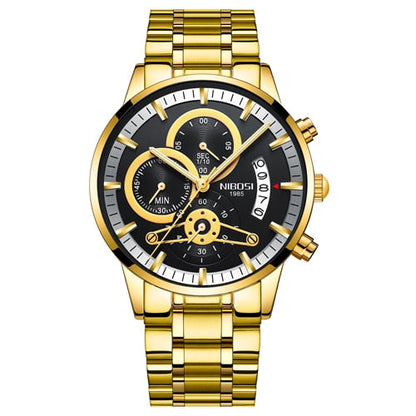 Quartz Watch Men Gold Black Mens Watches Top Brand Luxury Chronograph Sports Watches Luminous Waterproof