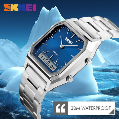 Men Digital Dual Time Sports Chronograph 3 bar Waterproof Quartz Wristwatches relogio masculino 1220