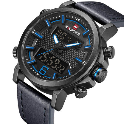Men Sports Watches Men Quartz LED Digital Clock Top Brand Luxury Male Fashion Leather Waterproof Military Wrist Watch