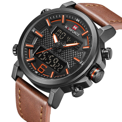 Men Sports Watches Men Quartz LED Digital Clock Top Brand Luxury Male Fashion Leather Waterproof Military Wrist Watch