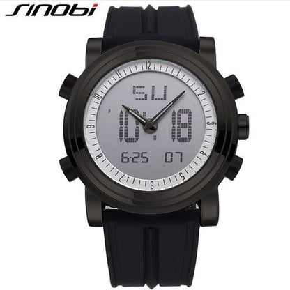 Sports Watches Men Dual Display Analog Digital LED Electronic Quartz Wristwatches Men Multifunctional Waterproof Watch