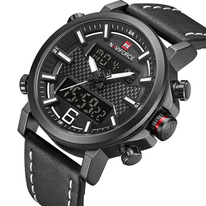 Men Sports Watches Men Quartz LED Digital Clock Top Brand Luxury Male Fashion Leather Waterproof Military Wrist Watch