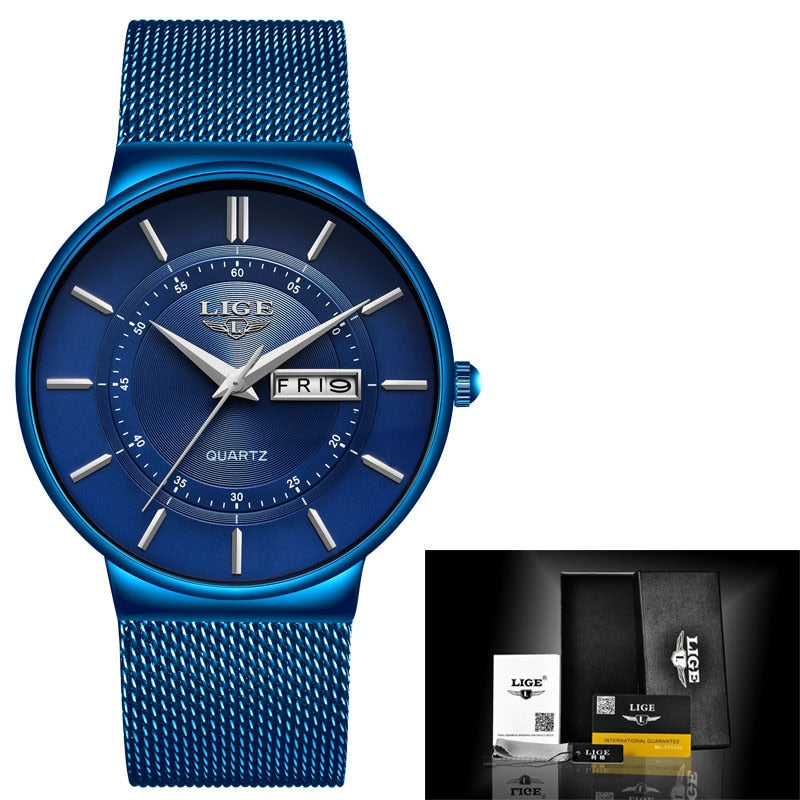 New Men Watches Waterproof Ultra Thin Date Clock Male Steel Strap Casual Quartz Watch Men Sports Wrist Watch