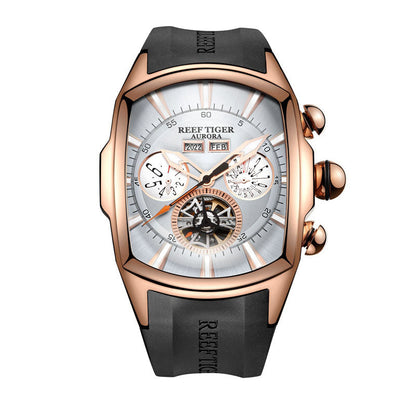Reef Tiger RT Top Brand Luxury Big Watch for Men Blue Dial Mechanical Tourbillon Sport Watches Relogio Masculino RGA3069 RGA3069-PWB