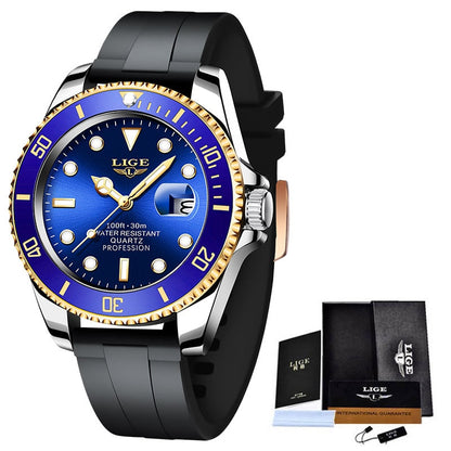LIGE Top Brand Luxury Fashion Diver Watch Men 3ATM Waterproof Date Clock Sport Watches Mens Quartz Wristwatch Relogio Masculino