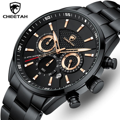 New Watch Top Brand Casual Sport Chronograph Men Watches Stainless Steel Wristwatch Big Dial Waterproof Quartz Clock