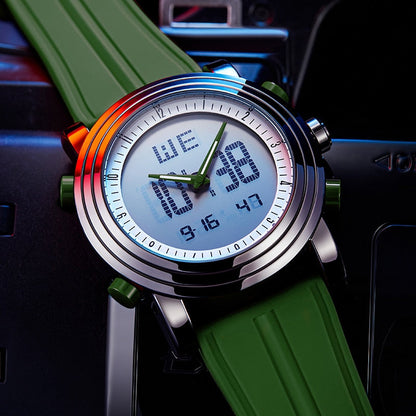 Sports Watches Men Dual Display Analog Digital LED Electronic Quartz Wristwatches Men Multifunctional Waterproof Watch