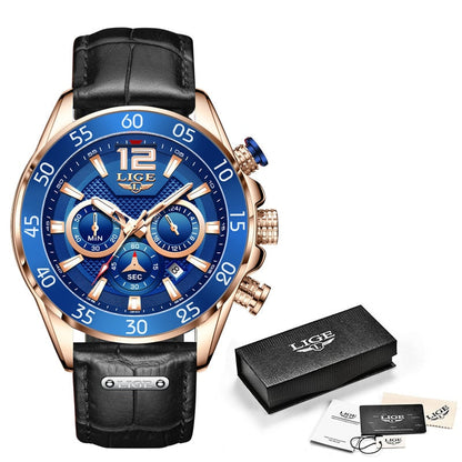 LIGE Fashion Men Watches Sport Quartz Watch Man Brand Luxury Wrist watches Chronograph Waterproof Casual Clock Montre Homme