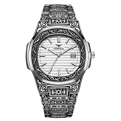 Retro Top Luxury Quartz Watch Men Wristwatch Waterproof Fashion Casual Golden Classic Calendar Waterproof Watch Male Clock