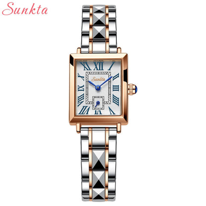 Women Watches Fashion Square Ladies Quartz Watch Bracelet Set Dial Simple Rose Gold Luxury Women Watches