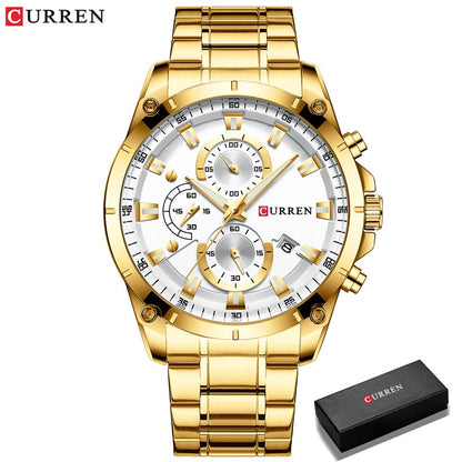 Gold Watches Men Luxury Top Brand CURREN Quartz Wristwatch Fashion Sport and Causal Business Watch Male Clock Reloj Hombres