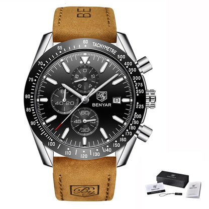 Men Watches Brand Luxury Silicone Strap Waterproof Sport Quartz Chronograph Military Watch Men Clock Relogio Masculino L Brown Silver Black