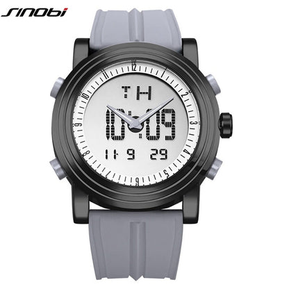 Sports Watches Men Dual Display Analog Digital LED Electronic Quartz Wristwatches Men Multifunctional Waterproof Watch