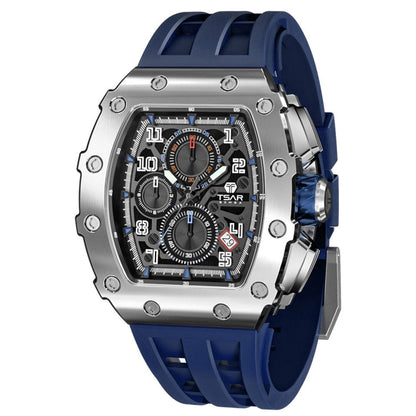Men Watch Top Brand Luxury Tonneau Clock 50M Waterproof Stainless Steel Wristwatch Sport Chronograph Watch for Men