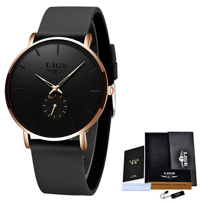 LIGE New Silicone Watches Mens Casual Fashion Sport Waterproof Clock Top Brand Luxury Quartz Men Watch