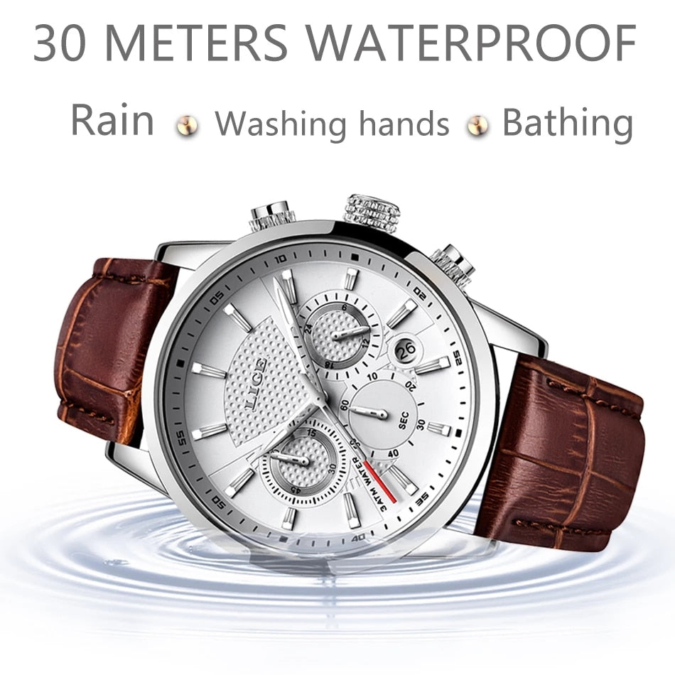 Watch Men Fashion Sports Quartz Clocks Mens Watches Top Brand Leather Military Waterproof Date Watch Relogio Masculino