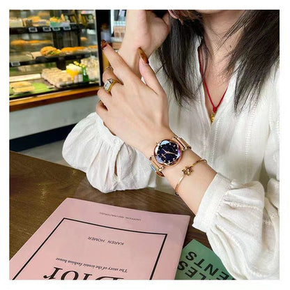 Brand Women Watches Fashion Square Ladies Quartz Watch Bracelet Set Green Dial Simple Rose Gold Mesh Luxury Women Watches