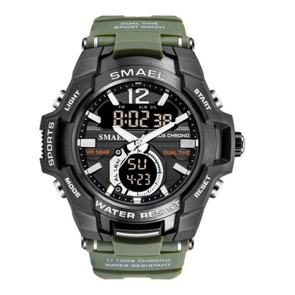 SMAEL Dual Time Army Sport Watch for Men Luminous Waterproof Quart Digital Wristwatch Alarm Clock LED Backlight Calendar 1805