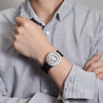 EUTOUR Quartz Watch Magnetic Ball Pointer Metal Multinational Blind Touch Watch Men Fashion Rubber Sports Male Canvas Strap