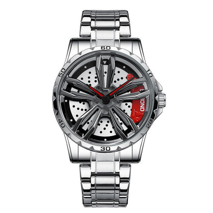 Men Rim Hub Watches Sports Car Men Watch Rotation Waterproof Sport Stainless Steel Wheel Wristwatch Car Quartz Men Watches