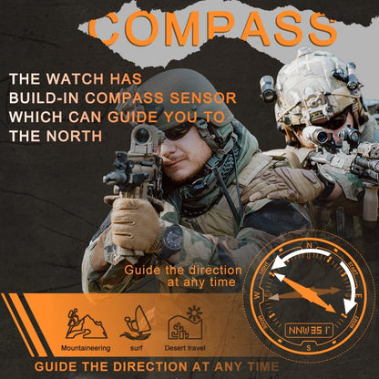 Men Solar Power Digital Watch Men's Outdoor Smart Watches Full Metal Waterproof 50M Compass Army Military Style Clock