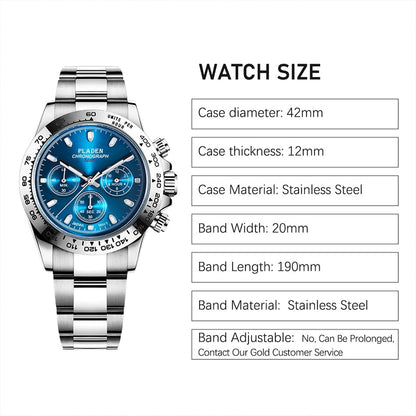 New Watch For Men Luxury Stainless Steel Chronograph Sport Wristwatch Business Luminous Dive male Clock