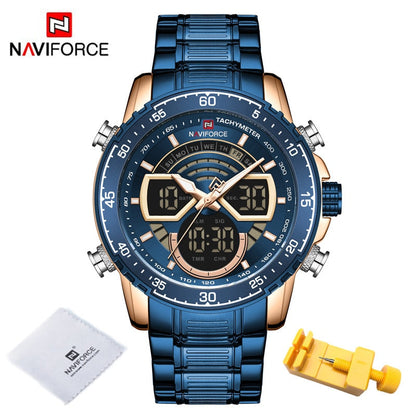 Men Watches Luxury Original Quartz Digital Analog Sport Wrist Watch for Men Waterproof Stainless Steel Clock RGBE