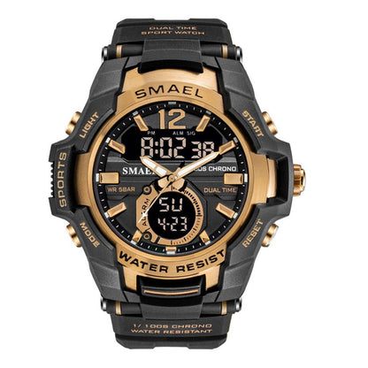 SMAEL Dual Time Army Sport Watch for Men Luminous Waterproof Quart Digital Wristwatch Alarm Clock LED Backlight Calendar 1805