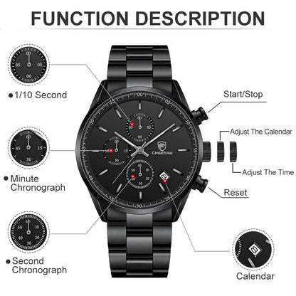 Men Top Brand Luxury Fashion Business Quartz Men Wristwatch Stainless Steel Waterproof Sports Clock