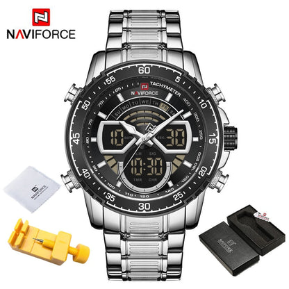 Men Watches Luxury Original Quartz Digital Analog Sport Wrist Watch for Men Waterproof Stainless Steel Clock